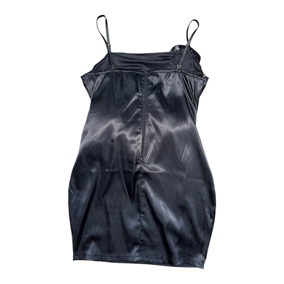 Black Embellished Spaghetti Strap Cocktail Mini Dress - Picture 4 of 5